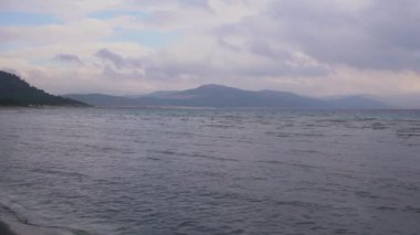 Panning shot of Salda Lake, it is a mid-size crater lake in Burdur. Salda Golu in Turkey.