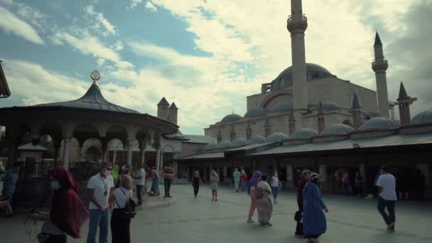 Konya Turkey September 2021 Wide Angle Shot One Famous Mevlana — Vídeo de Stock