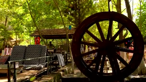 Antalya Turkey September 2021 Water Mill Wheel Small Reserve Water — Stock Video