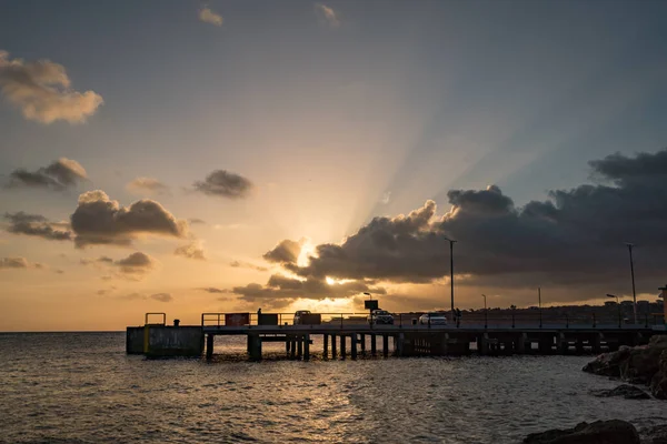 Magnifique Coucher Soleil Sur Mer — Photo