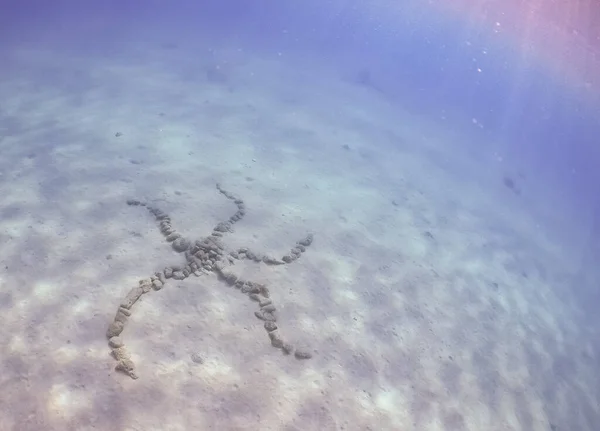 Underwater Shot Star Shape Made Pebbles Sea — Foto Stock