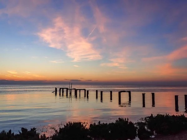 Hermoso Atardecer Sobre Mar —  Fotos de Stock