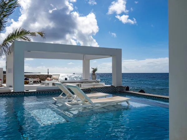 Bella Piscina Lusso Con Vista Mare — Foto Stock