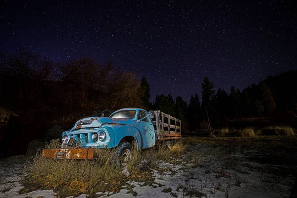 Camión Viejo Granja Campo Noche — Foto de Stock