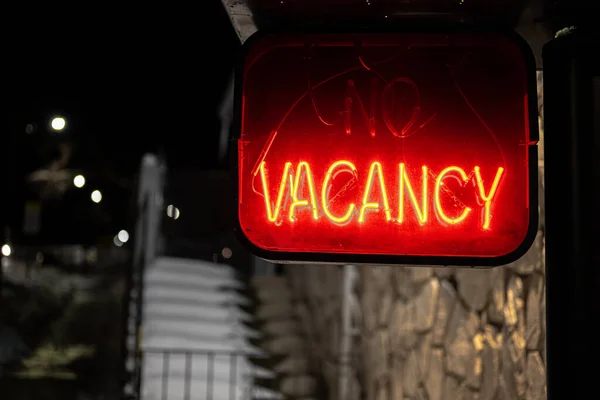 Vacancy Sign Hotel Night — Stock Photo, Image