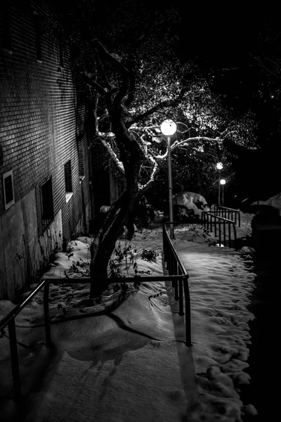 Dark Alley Night Winter — Stock Photo, Image