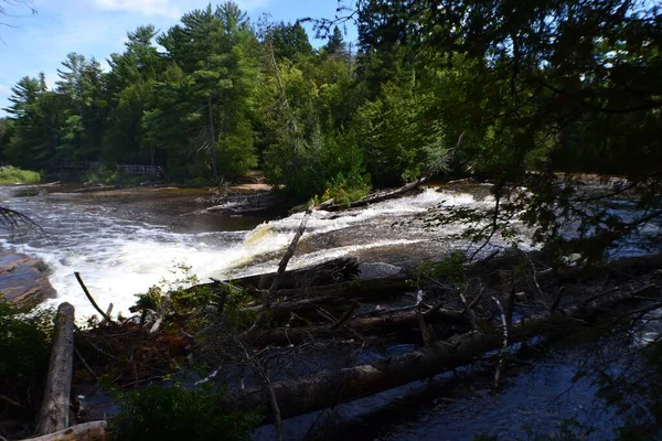 Tahquamenon Falls Lower Falls Die Unteren Wasserfälle Des Tahquamenon State — Stockfoto