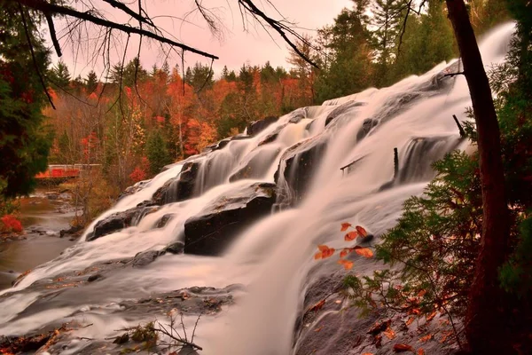 Fall Colors Surround Falls Bond Fall Michigan Natural Beauty Captured — Stock Photo, Image