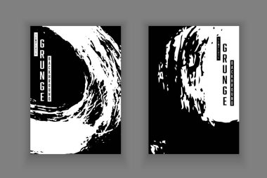 Vektör soyut grunge fırça darbesi kapağı arka planı. Siyah ve beyaz şablon broşürü.