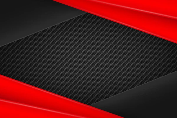 Vector Abstracto Negro Rojo Mate Con Kevlar Carbono Fondo Fulurístico — Vector de stock