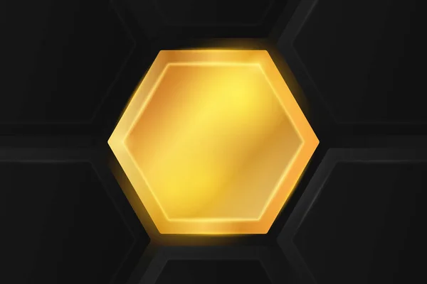 ベクトル抽象黄金の六角形の形輝く効果グラフィック背景 — ストックベクタ