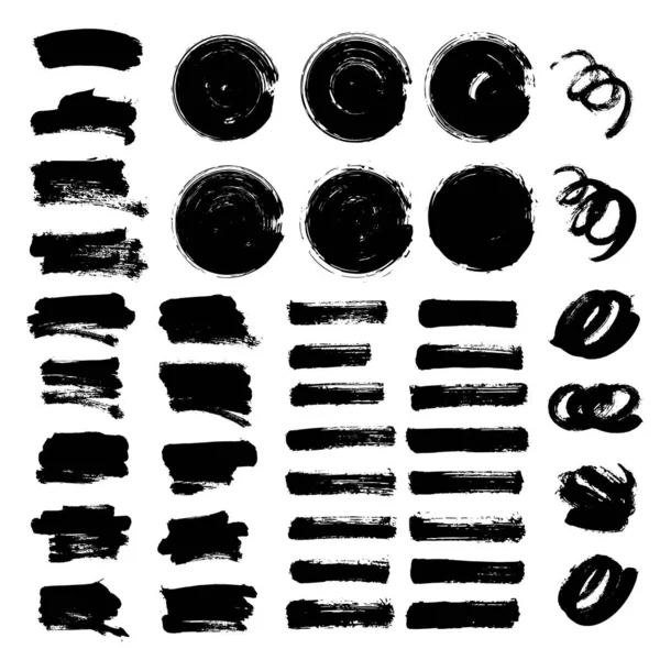 Vektör Koleksiyonu Grunge Fırça Darbesi Siyah Boya Fırçası — Stok Vektör