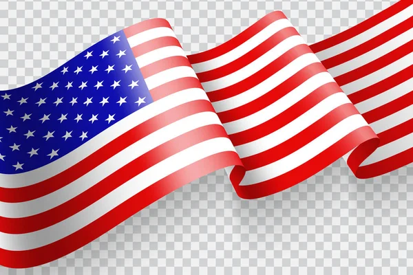 Vektor Amerikai Zászló Integetett Átlátszó Háttér — Stock Vector
