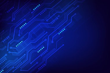 Vektör soyut teknoloji mavi devre anakart bilgisayar geleceksel arka planı.