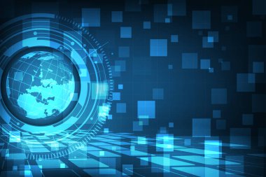 Vektör küresel arayüz teknolojisi. Küresel dünya ağı.