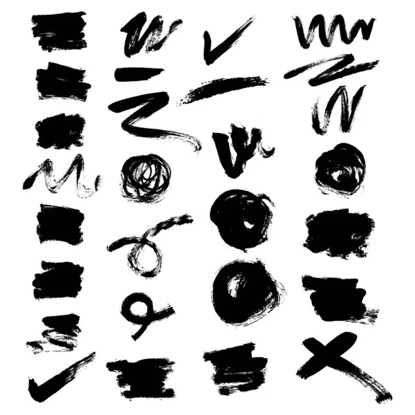 Vector Brush Stroke Grunge Design Elements Black Ink Brush Collection — Archivo Imágenes Vectoriales