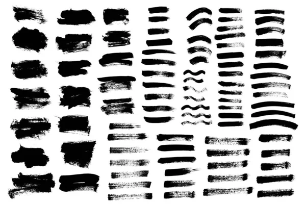 Vector Brush Strokes Grunge Design Elements Black Ink Brush — Stock Vector