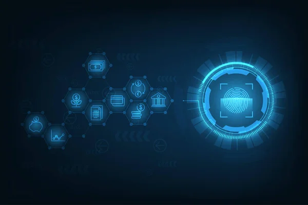 Vector Abstract Technology Background Cyber Security Online Banking Concept Fingerprint — Vetor de Stock