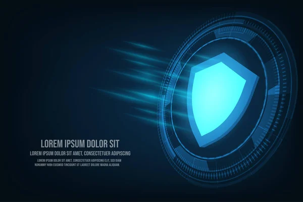 Vector Blue Shield Glowing Effect Security Data Concept Technology Blue — Vettoriale Stock