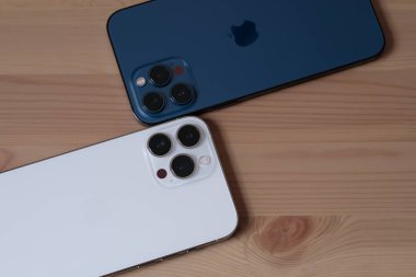 iPhone 13 Pro Max in Silver ve iPhone 12 Pro Max in Pacific Blue