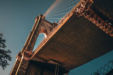 New York 'taki Brooklyn Köprüsü. Brooklyn, New York, ABD.