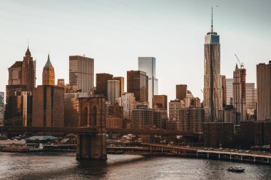 New York 'taki Brooklyn Köprüsü. Brooklyn, New York, ABD.