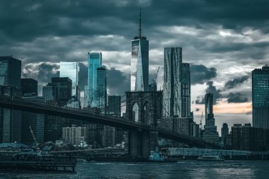 New York 'taki Brooklyn Köprüsü. Brooklyn, New York, ABD.