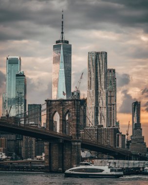 New York 'taki Brooklyn Köprüsü. Brooklyn, New York, ABD.