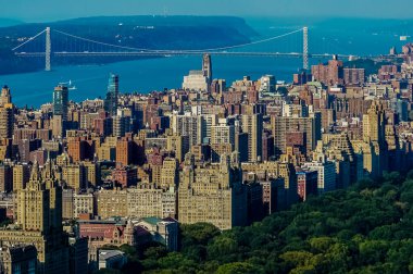 New York şehrinin ufuk çizgisi manzarası. Manhattan, New York, ABD.