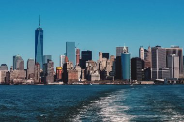 New York şehrinin ufuk çizgisi manzarası. Manhattan, New York, ABD.