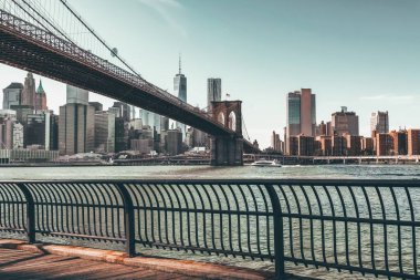 New York 'taki Brooklyn Köprüsü. Brooklyn, New York, ABD.