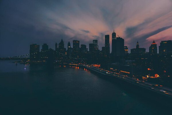 New York City skyline view. Manhattan, New York, USA.