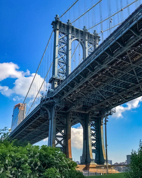 Manhattan Bridge in New York City. Brooklyn, New York, USA.
