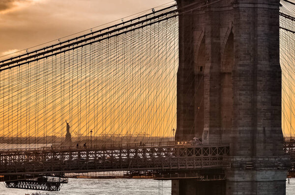 Brooklyn Bridge in New York City. Brooklyn, New York, USA.