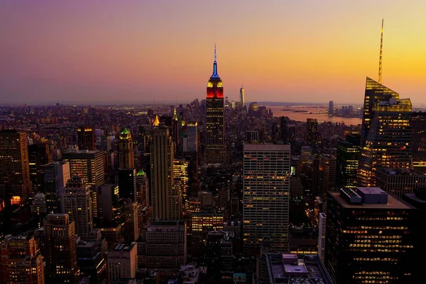 纽约市的天际线景观 美国纽约州曼哈顿 免版税图库照片