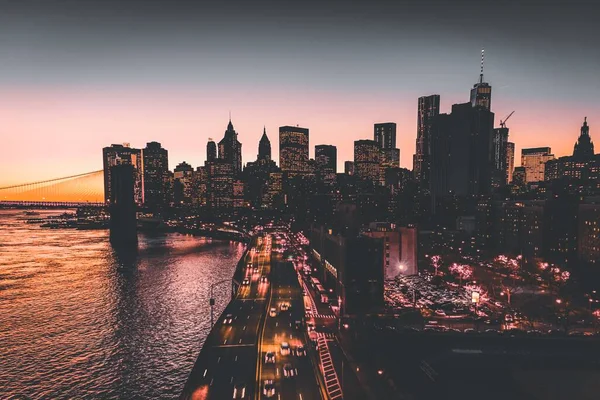 纽约市的景观天际线 美国纽约州曼哈顿 图库图片
