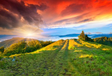 Dağlarda yaz gündoğumu.