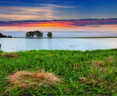 Yaz manzara nehir üzerinde.