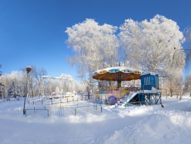 Şehir parkında kış manzarası