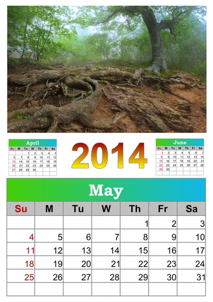 Kalender 2014. Mai. — Stockfoto