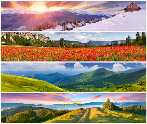 Set 4 mevsim peyzaj