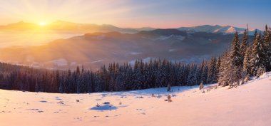 Renkli Kış gündoğumu Dağları