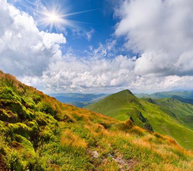 Dağlarda yaz manzarası.