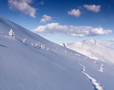 Dağlarda kış manzarası