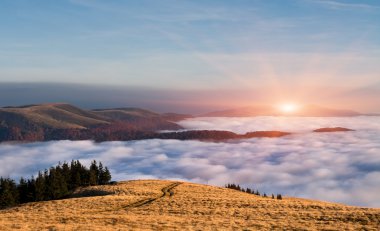 Dağlarda sonbahar manzarası.