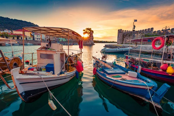 Verbazingwekkend Uitzicht Golf Van Korinthe Griekenland Europa Fantastische Zonsopgang Populaire — Stockfoto