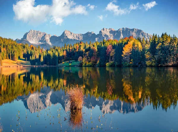 Schöne Herbstkulisse Schöne Abendsicht Auf Den Wagenbruchsee Mit Der Westlichen — Stockfoto