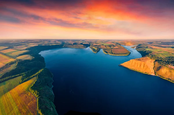 Beautiful Summer Scenery Colorful Morning View Flying Drone Bakotska Bay — Stock Photo, Image