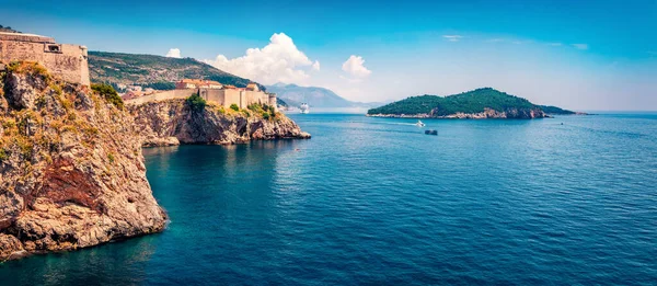 Splendida Vista Primaverile Del Famoso Fort Bokar Nella Città Dubrovnik — Foto Stock