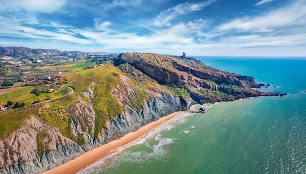 Vista Estiva Soleggiata Dal Drone Volante Giallonardo Beach Splendido Paesaggio — Foto Stock